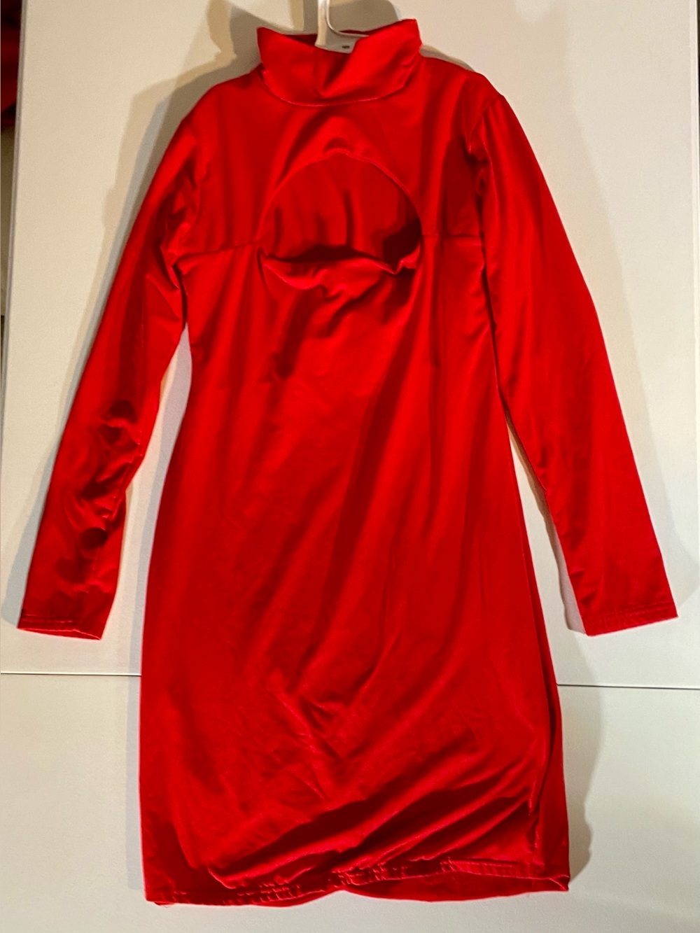 Long Sleeve Mock Neck Red Dress Ladies Size XL Good Condition Cozy Comfy